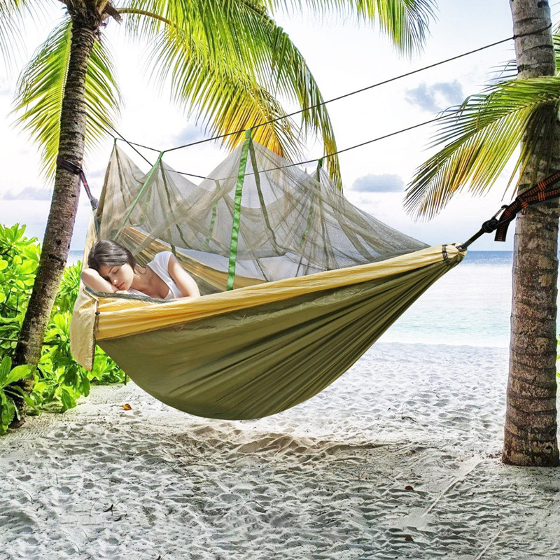 Camping Hammock with Mosquito Net and Waterproof Rain Fly Tarp: Lightweight and Portable 210T Nylon Hammock Canopy