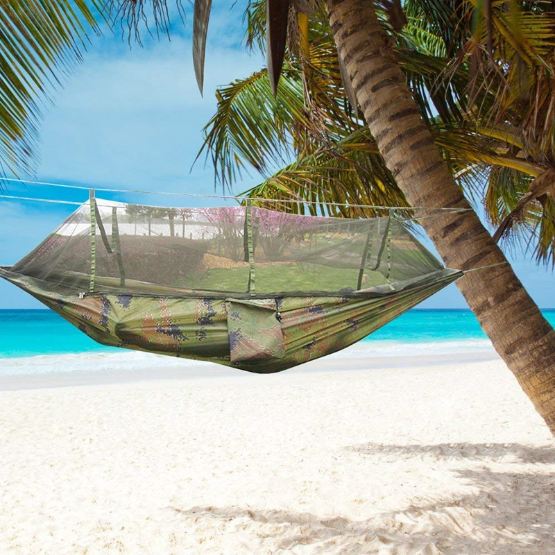 Camping Hammock with Mosquito Net and Waterproof Rain Fly Tarp: Lightweight and Portable 210T Nylon Hammock Canopy