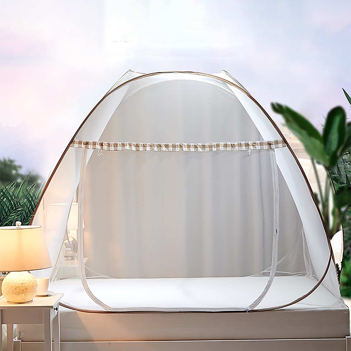 Free Standing Mosquito Net: Mongolian Yurt-Inspired Bed Canopy with 1 Door
