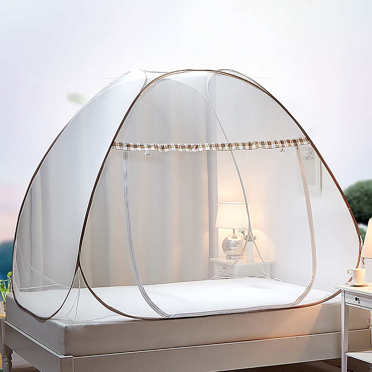 Free Standing Mosquito Net: Mongolian Yurt-Inspired Bed Canopy with 1 Door