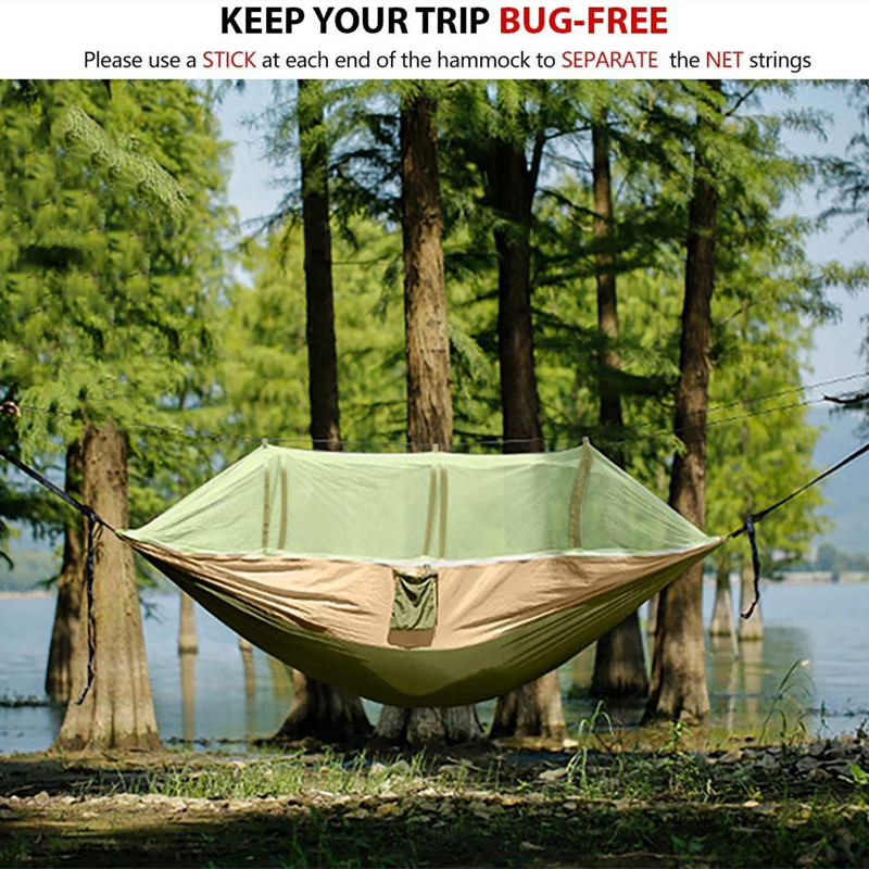 Camping Hammock with Mosquito Net and Waterproof Rain Fly Tarp: Lightweight and Portable 210T Nylon Hammock Canopy