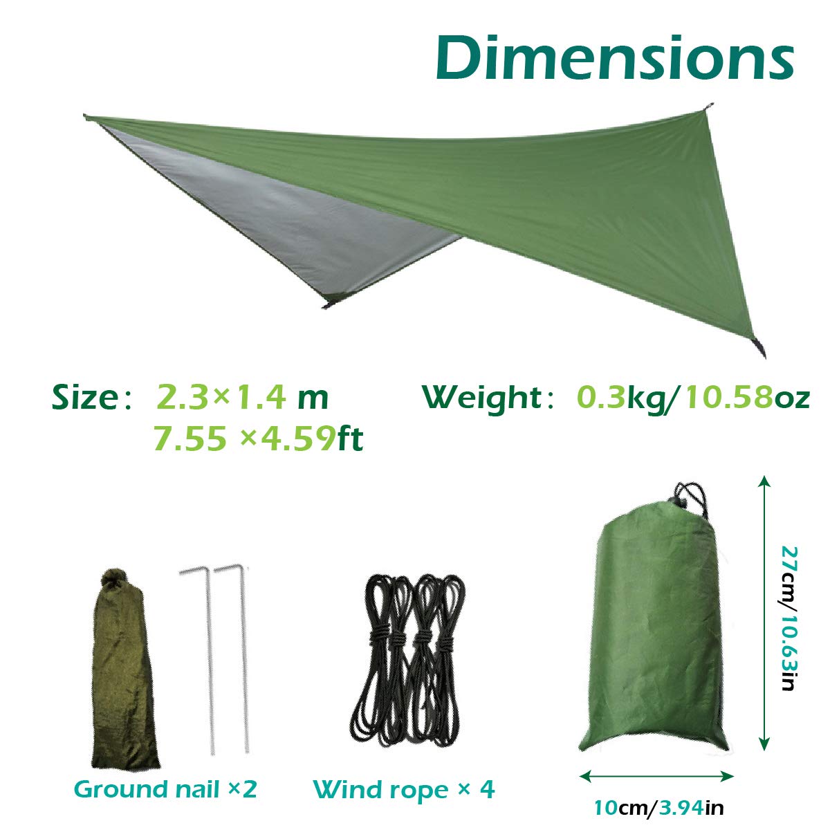 Camping Hammock with Mosquito Net and Waterproof Rain Fly Tarp: Lightweight and Portable 210T Nylon Hammock Canopy