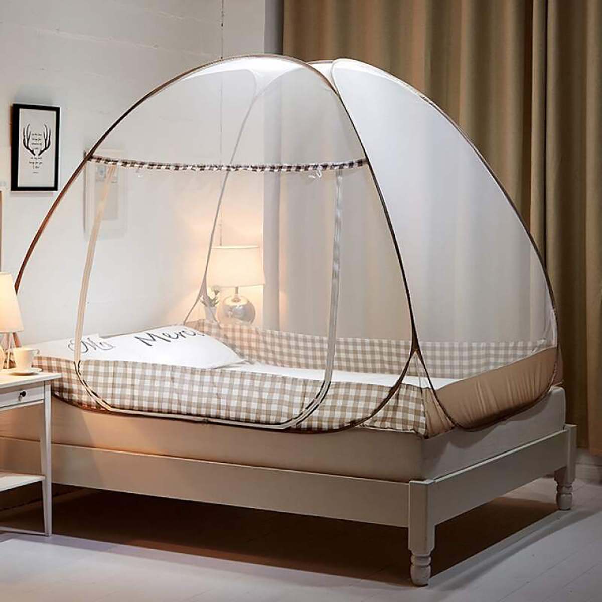 Free Standing Mosquito Net: Mongolian Yurt-Inspired Bed Canopy with 1 Door