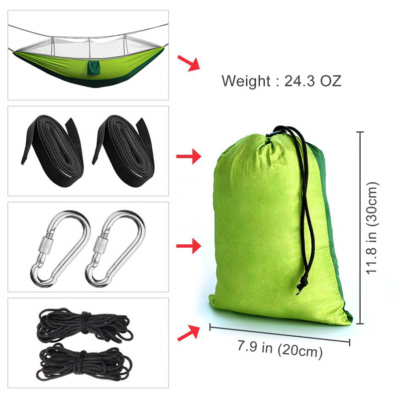 Camping Hammock with Mosquito Net and Waterproof Rain Fly Tarp: Lightweight and Portable 210T Nylon Hammock Canopy