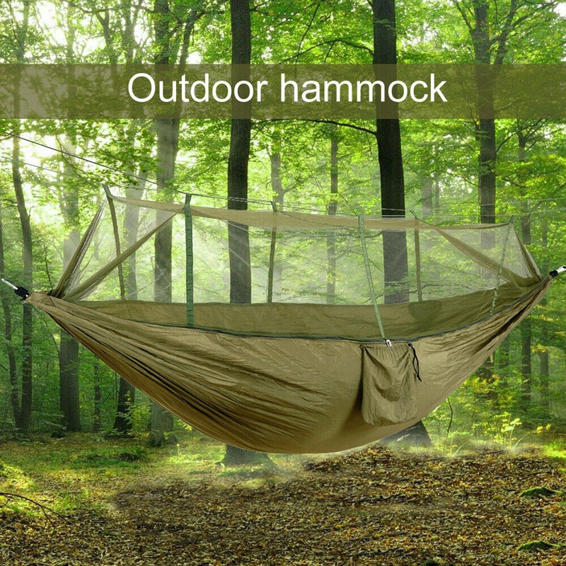 Camping Hammock with Mosquito Net and Waterproof Rain Fly Tarp: Lightweight and Portable 210T Nylon Hammock Canopy