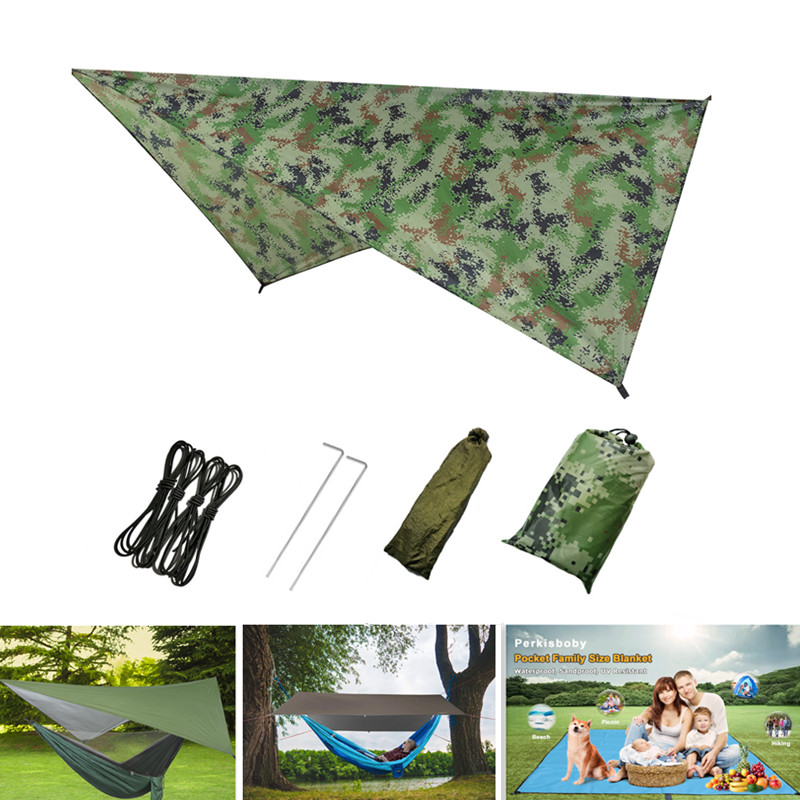 Camping Hammock with Mosquito Net and Waterproof Rain Fly Tarp: Lightweight and Portable 210T Nylon Hammock Canopy