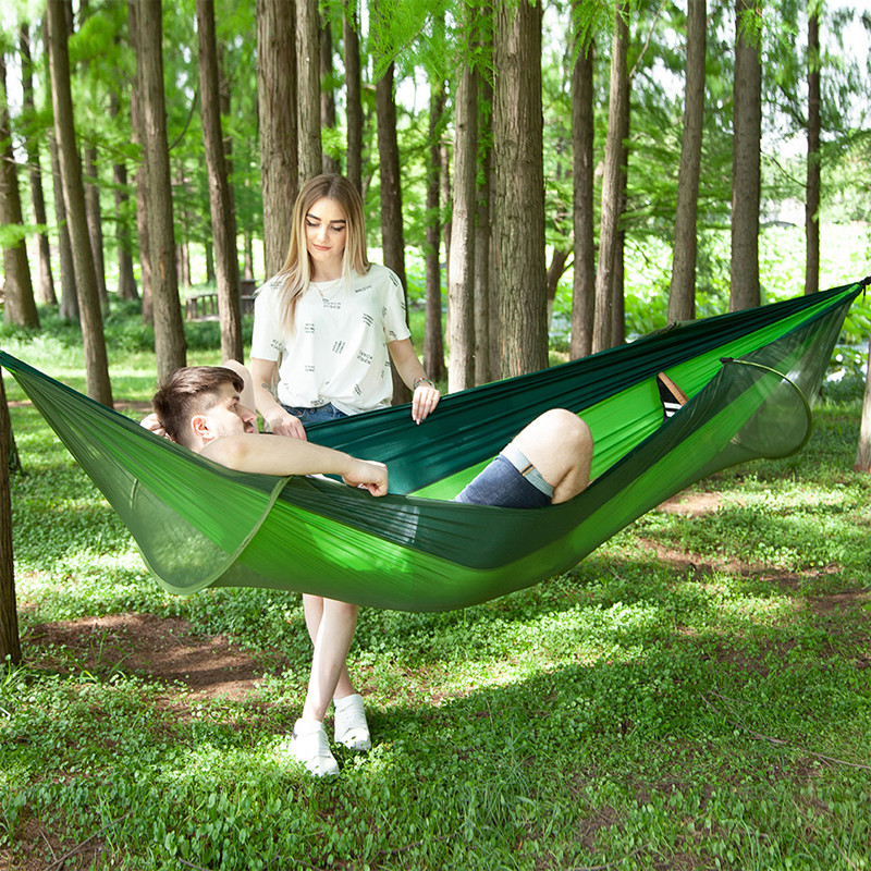 Pop-Up Camping Hammock with Mosquito Net: Portable Outdoor Anti-Rip Nylon Swing Hammock Chair for Comfortable Camping