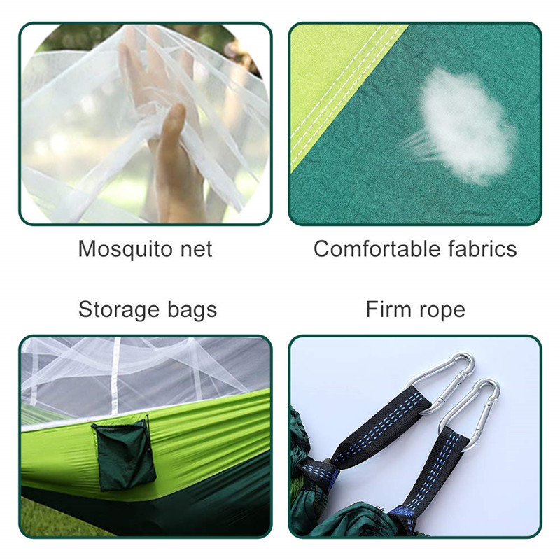 Camping Hammock with Mosquito Net and Waterproof Rain Fly Tarp: Lightweight and Portable 210T Nylon Hammock Canopy