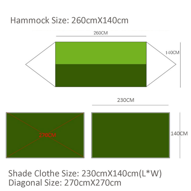 Camping Hammock with Mosquito Net and Waterproof Rain Fly Tarp: Lightweight and Portable 210T Nylon Hammock Canopy
