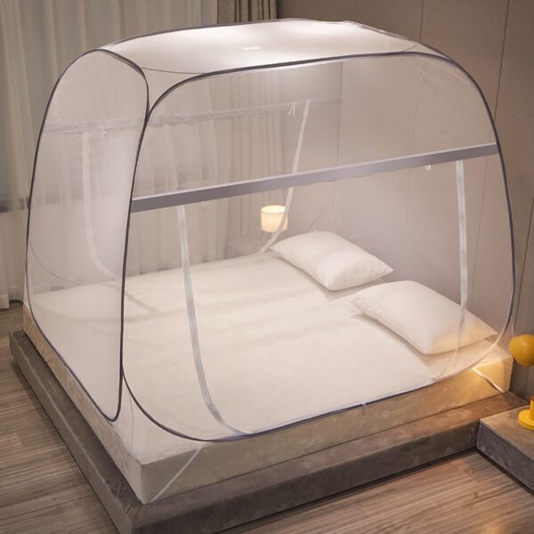 Free Standing Mosquito Net Double Bed Square Curtain with One-Touch Foldable Design, Dual Zipper Doors - Image 2
