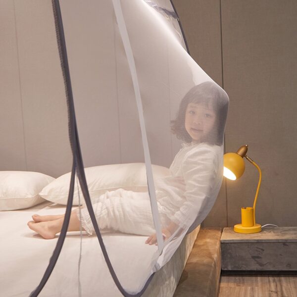 Free Standing Mosquito Net Double Bed Square Curtain with One-Touch Foldable Design, Dual Zipper Doors - Image 4