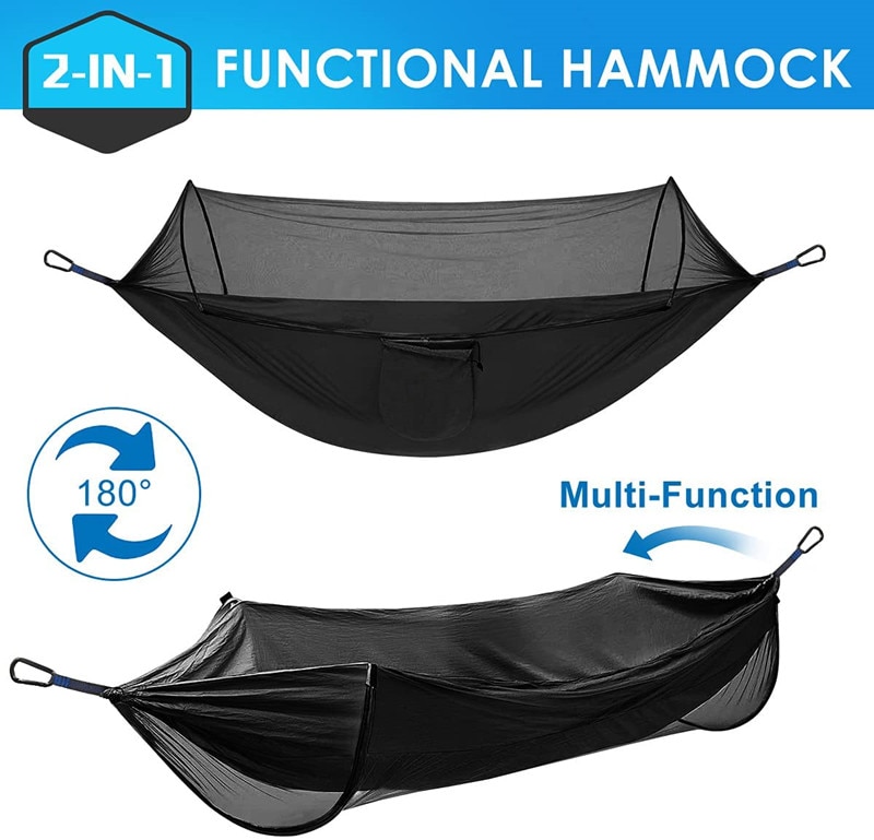 Pop-Up Camping Hammock with Mosquito Net: Portable Outdoor Anti-Rip Nylon Swing Hammock Chair for Comfortable Camping - Image 2