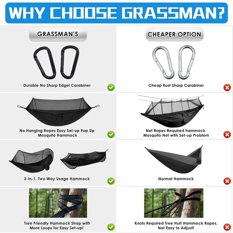 Pop-Up Camping Hammock with Mosquito Net: Portable Outdoor Anti-Rip Nylon Swing Hammock Chair for Comfortable Camping - Image 5