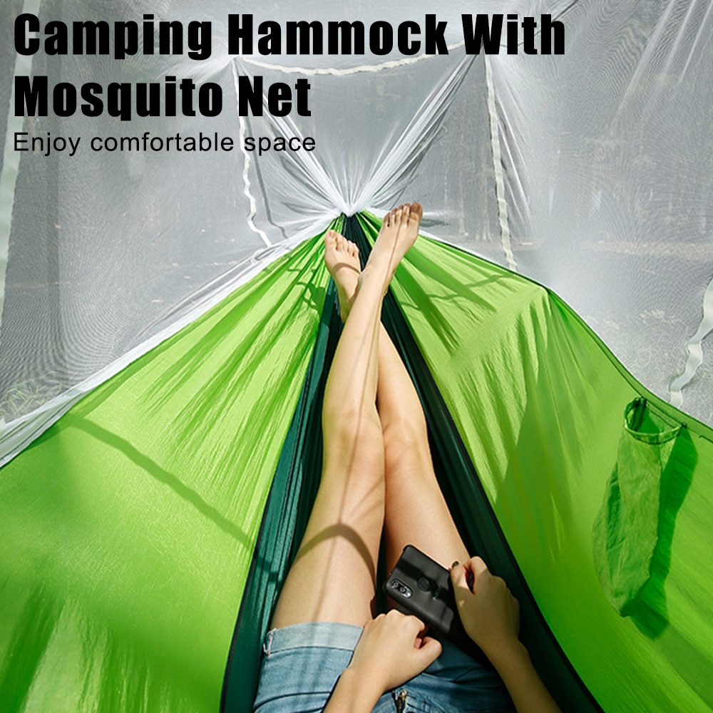 Camping Hammock with Mosquito Net Ultralight Outdoor Sleeping Solution for 1-2 People (260x140cm)