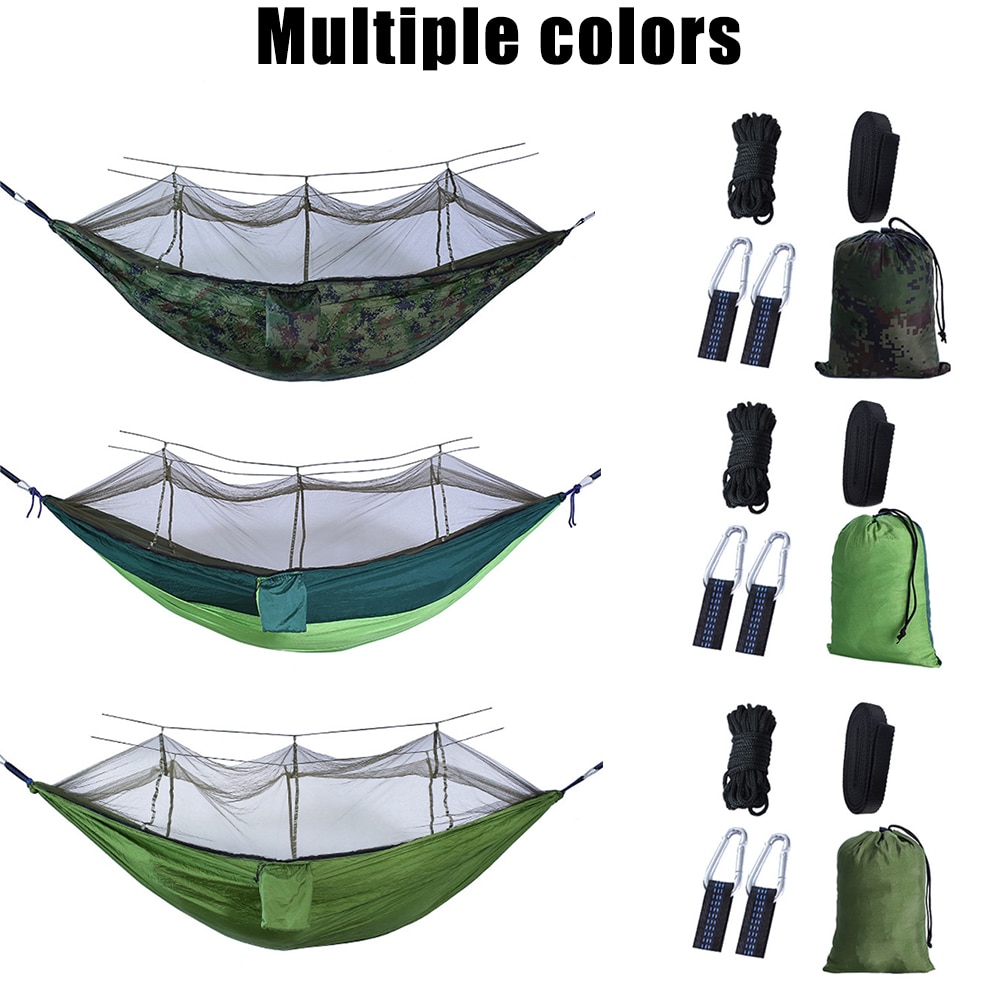 Camping Hammock with Mosquito Net Ultralight Outdoor Sleeping Solution for 1-2 People (260x140cm)