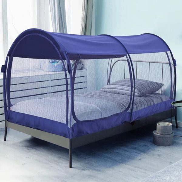 Twin Size Free Standing Mosquito Net Bed Canopy Portable Privacy Tent with Breathable Fabric and Easy Pop-Up Frame for Indoor Use - Image 2