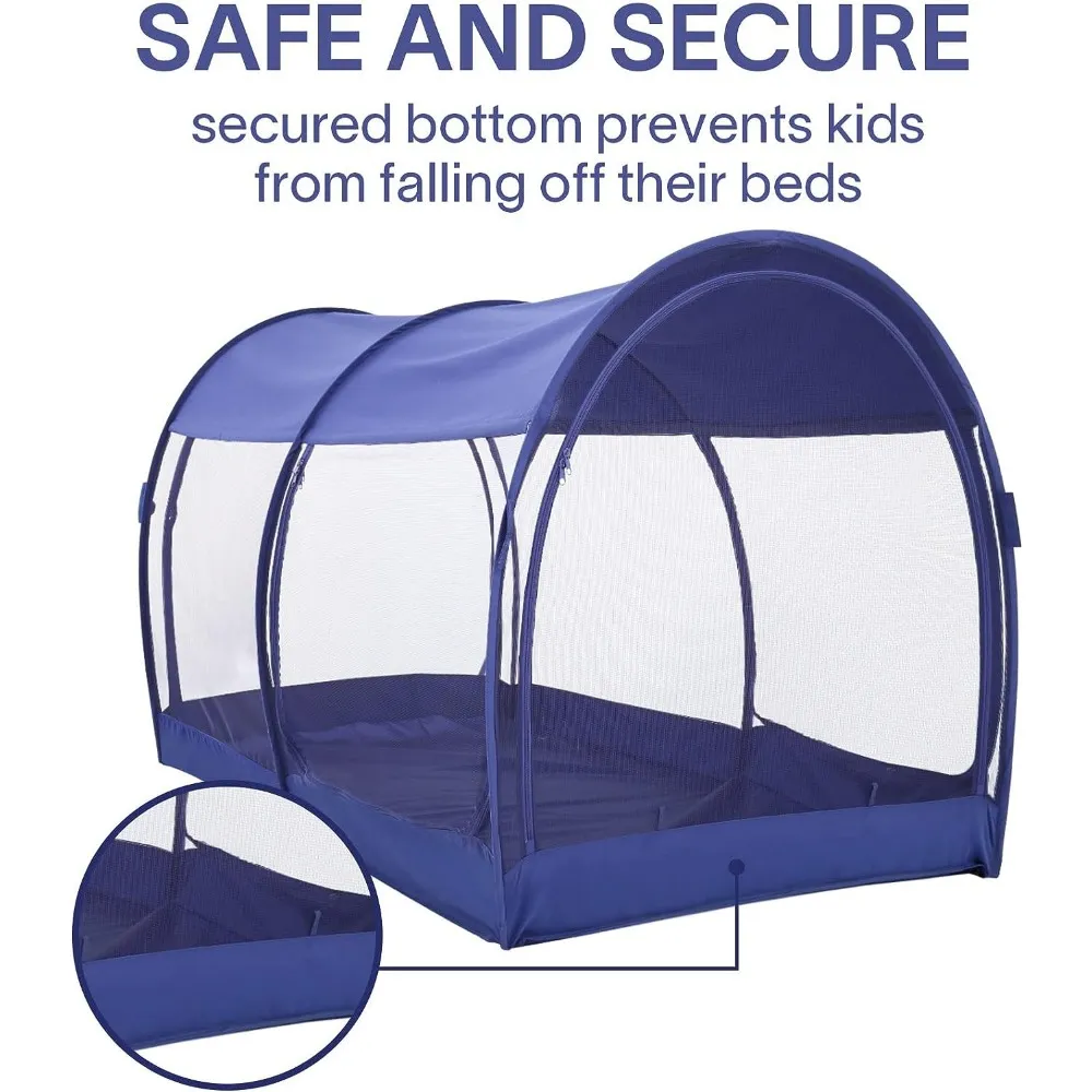 Twin Size Free Standing Mosquito Net Bed Canopy Portable Privacy Tent with Breathable Fabric and Easy Pop-Up Frame for Indoor Use