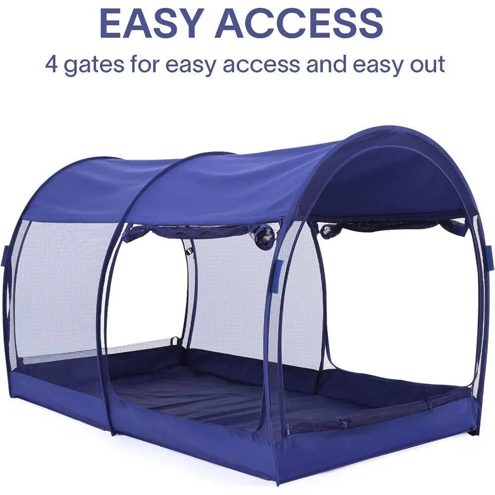 Twin Size Free Standing Mosquito Net Bed Canopy Portable Privacy Tent with Breathable Fabric and Easy Pop-Up Frame for Indoor Use