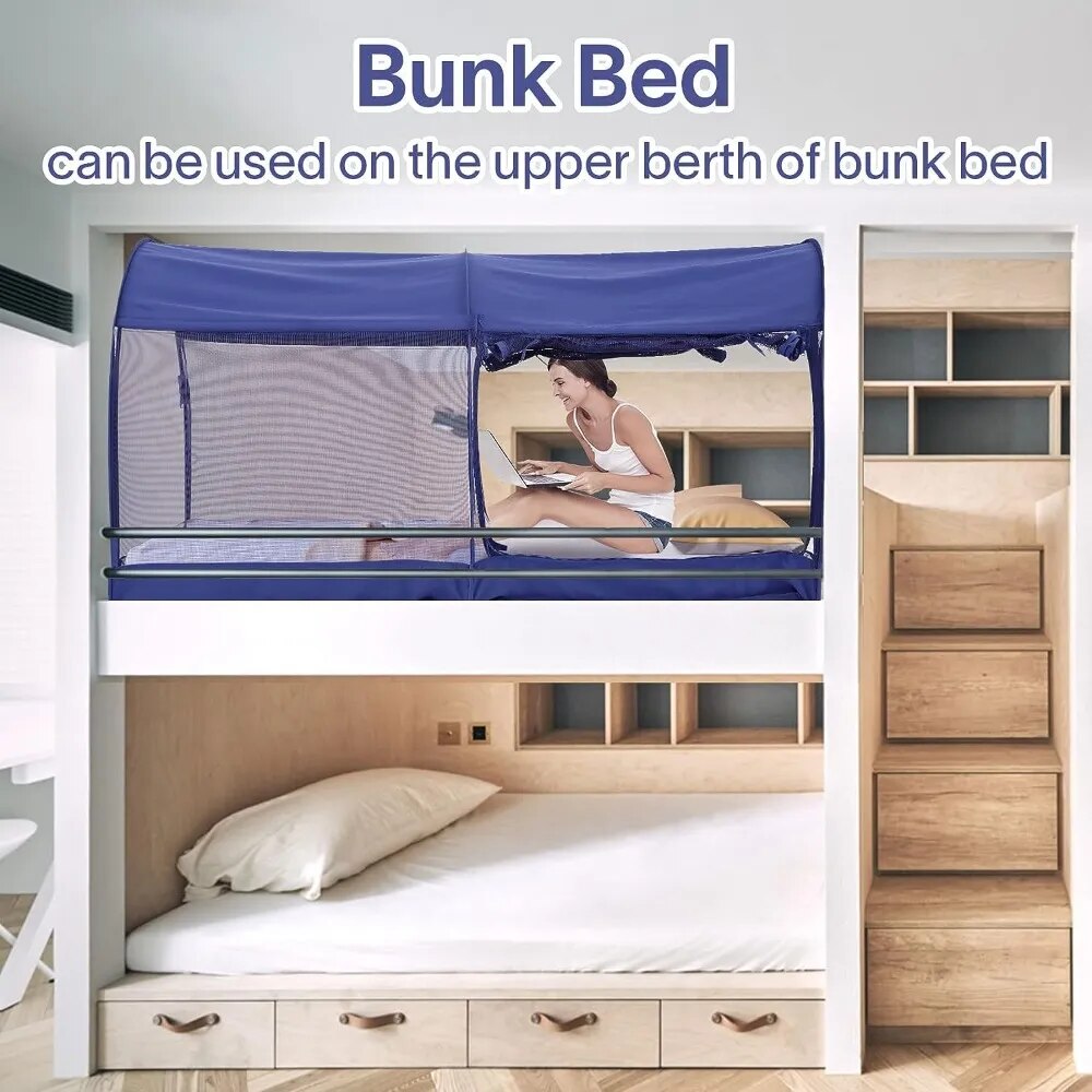 Twin Size Free Standing Mosquito Net Bed Canopy Portable Privacy Tent with Breathable Fabric and Easy Pop-Up Frame for Indoor Use