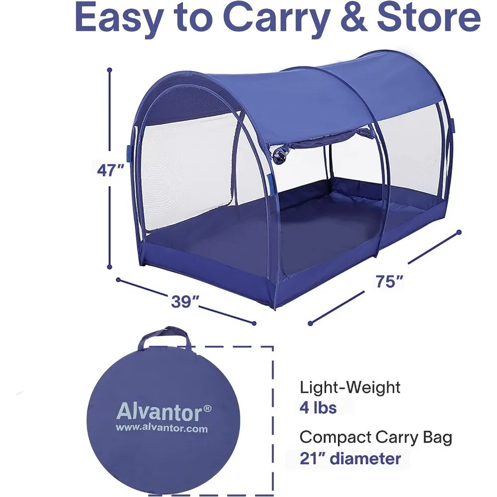 Twin Size Free Standing Mosquito Net Bed Canopy Portable Privacy Tent with Breathable Fabric and Easy Pop-Up Frame for Indoor Use