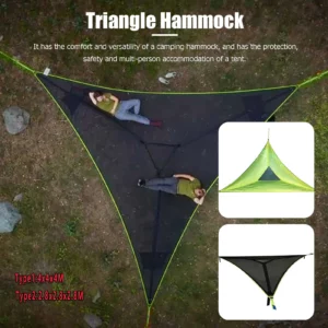 Outdoor Triangle Hammock - Giant Aerial Camping Swing Bed for Travel, Sleeping, and Relaxation - Multi-Person Nylon Rope Garden Hammock for Camping Adventures