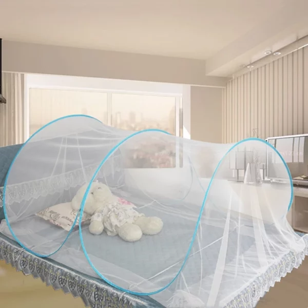 Portable Bottomless Mosquito Net for Cot - Foldable Anti-Mosquito Camping Mesh Tent for Double and Single Beds - Adjustable Size - Image 2