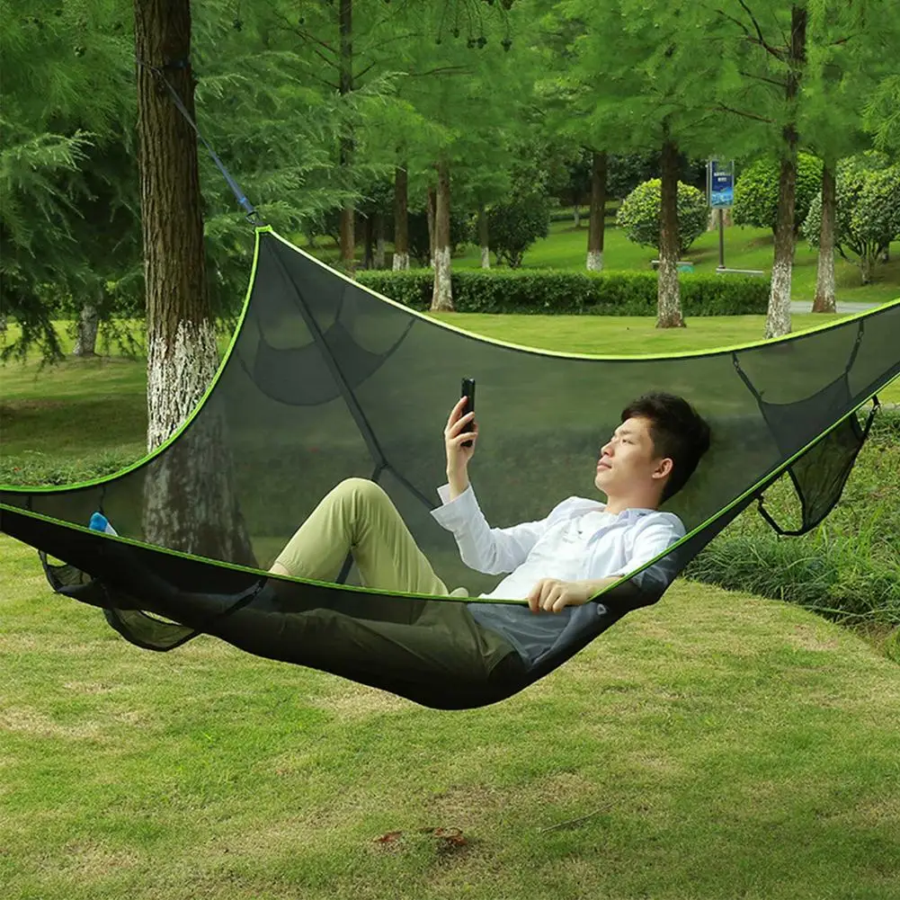 Outdoor Triangle Hammock - Giant Aerial Camping Swing Bed for Travel, Sleeping, and Relaxation - Multi-Person Nylon Rope Garden Hammock for Camping Adventures