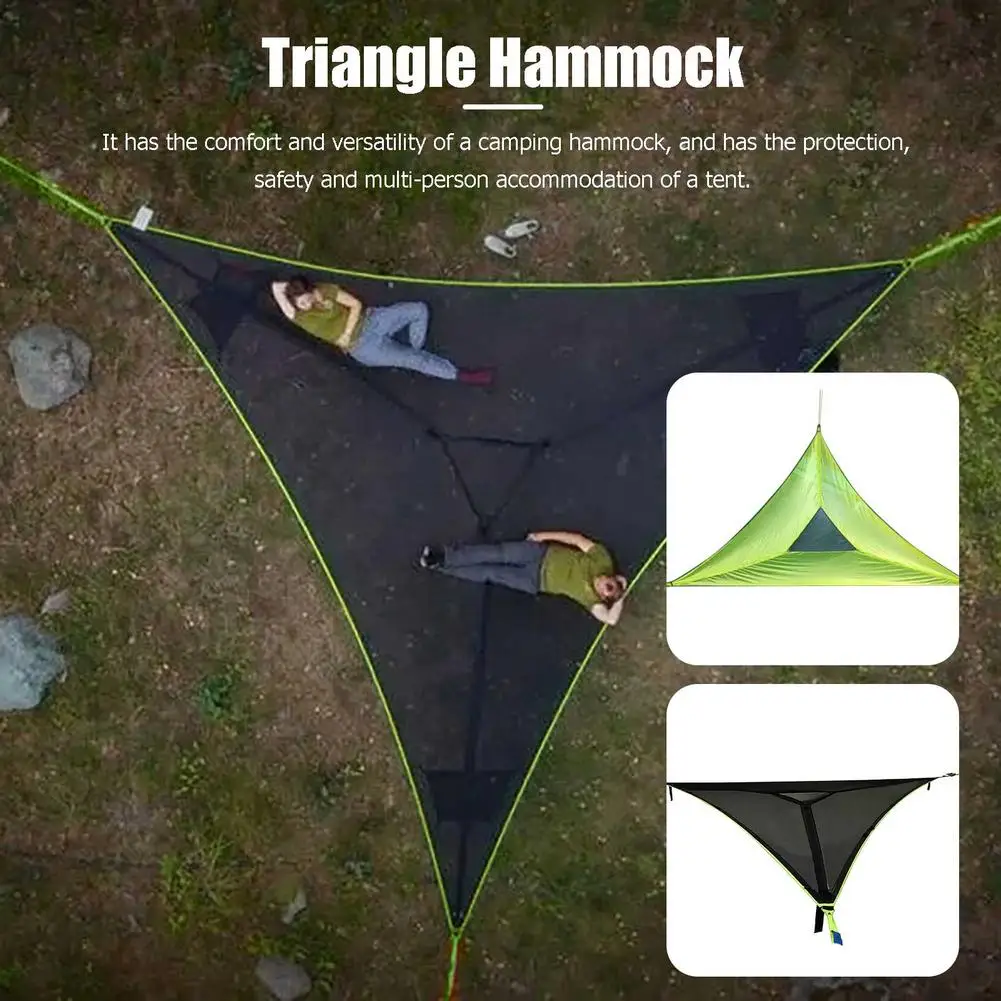 Outdoor Triangle Hammock - Giant Aerial Camping Swing Bed for Travel, Sleeping, and Relaxation - Multi-Person Nylon Rope Garden Hammock for Camping Adventures