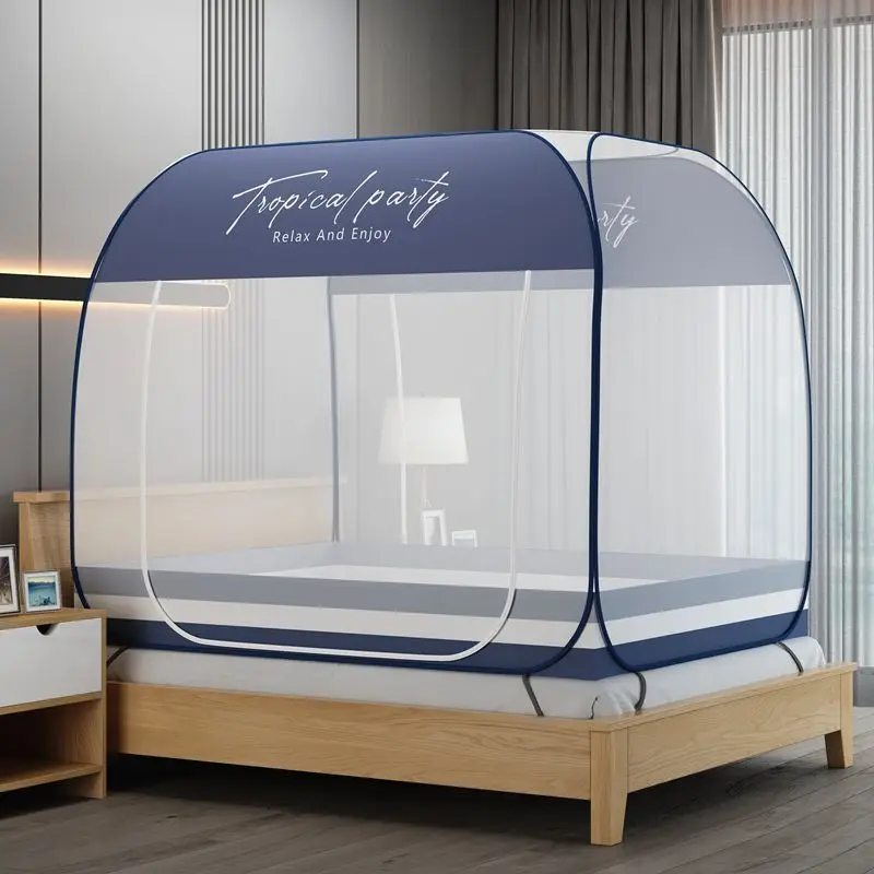 New Foldable Yurt Mosquito Net - Double Door, Home Install-Free, Encrypt Net Yarn, Portable Full Bottom Outdoor Tent - FREE STANDING MOSQUITO NET