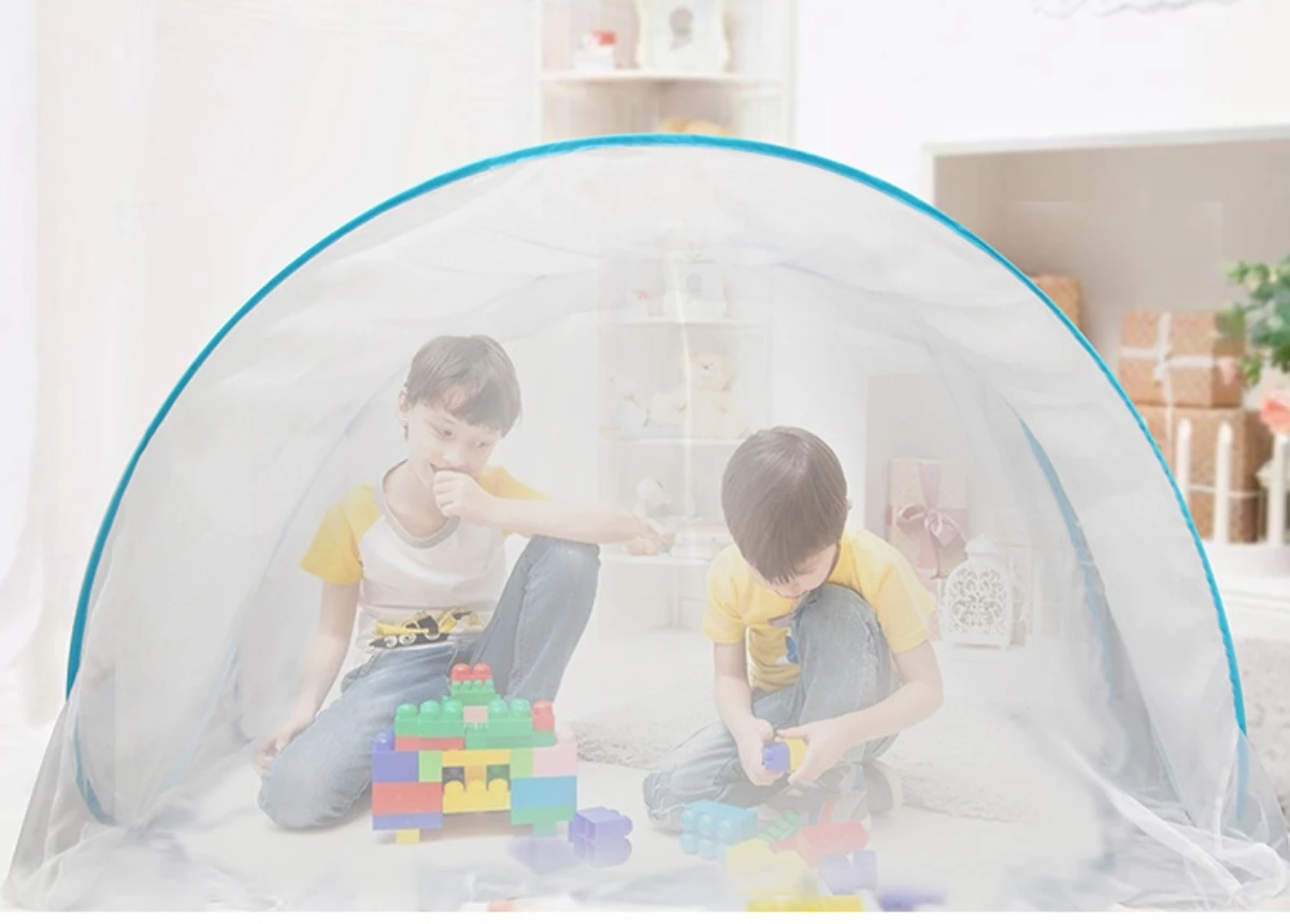 Portable Bottomless Mosquito Net for Cot - Foldable Anti-Mosquito Camping Mesh Tent for Double and Single Beds - Adjustable Size