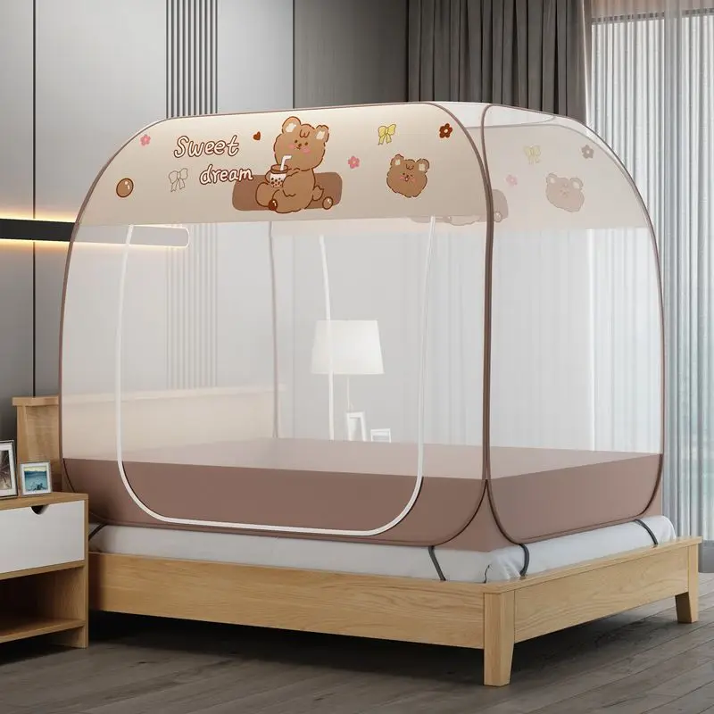 New Foldable Yurt Mosquito Net - Double Door, Home Install-Free, Encrypt Net Yarn, Portable Full Bottom Outdoor Tent - FREE STANDING MOSQUITO NET