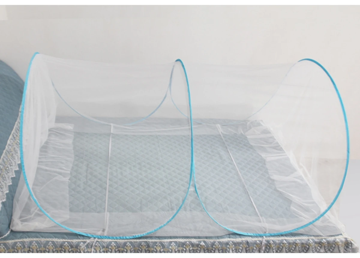 Portable Bottomless Mosquito Net for Cot - Foldable Anti-Mosquito Camping Mesh Tent for Double and Single Beds - Adjustable Size