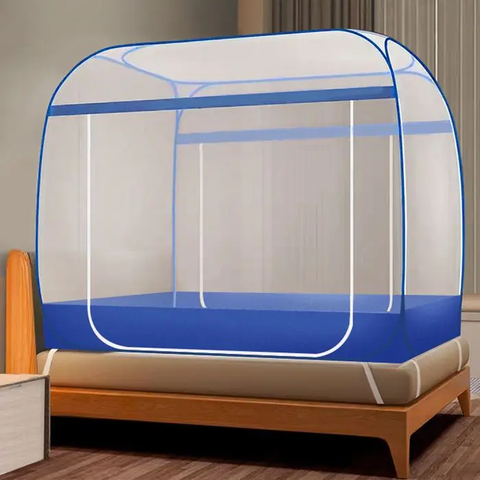 New Foldable Yurt Mosquito Net - Double Door, Home Install-Free, Encrypt Net Yarn, Portable Full Bottom Outdoor Tent - FREE STANDING MOSQUITO NET