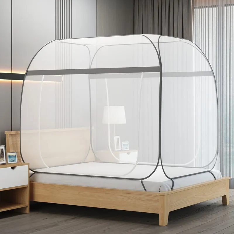 New Foldable Yurt Mosquito Net - Double Door, Home Install-Free, Encrypt Net Yarn, Portable Full Bottom Outdoor Tent - FREE STANDING MOSQUITO NET