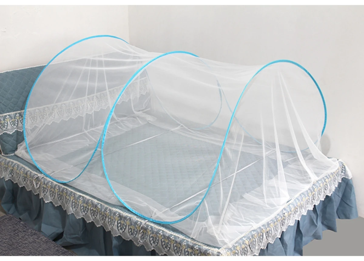 Portable Bottomless Mosquito Net for Cot - Foldable Anti-Mosquito Camping Mesh Tent for Double and Single Beds - Adjustable Size