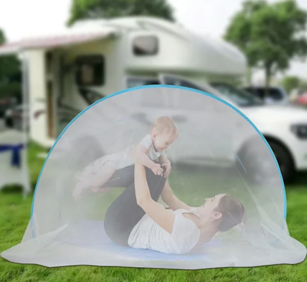 Portable Bottomless Mosquito Net for Cot - Foldable Anti-Mosquito Camping Mesh Tent for Double and Single Beds - Adjustable Size